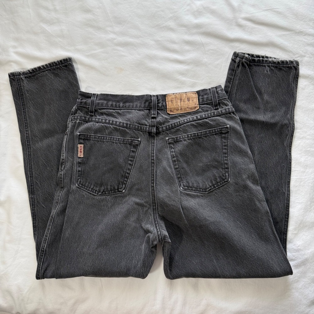 Vintage Gitano High Waisted Tapered Leg Jeans Washed Black Size 14 90s Mom